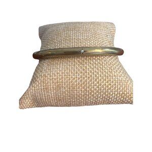 Thea Grant Seurat Raw Recycled Brass Bangle Bracelet Starburst Diamond Stone 8"